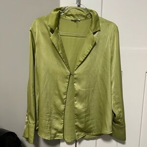 Mimosa Satin Blouse in Light Green